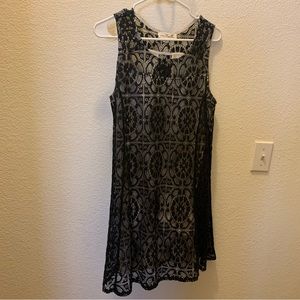Simply Noelle Black Lace with White Lining Back Cut Outs  Dress   Size S/M